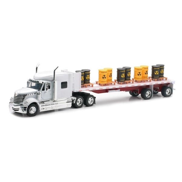 New Ray International Lonestar Flatbed with Toxic Barrels Long Hauler Toy Truck 6PK 10193A - main